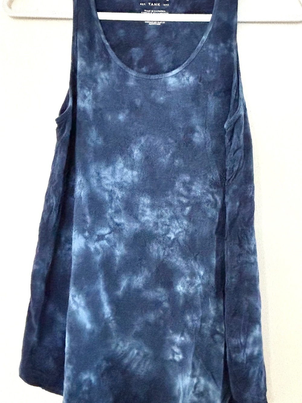 American Eagle Outfitters Navy Blue Tie-Dye Scoop Tank s XS